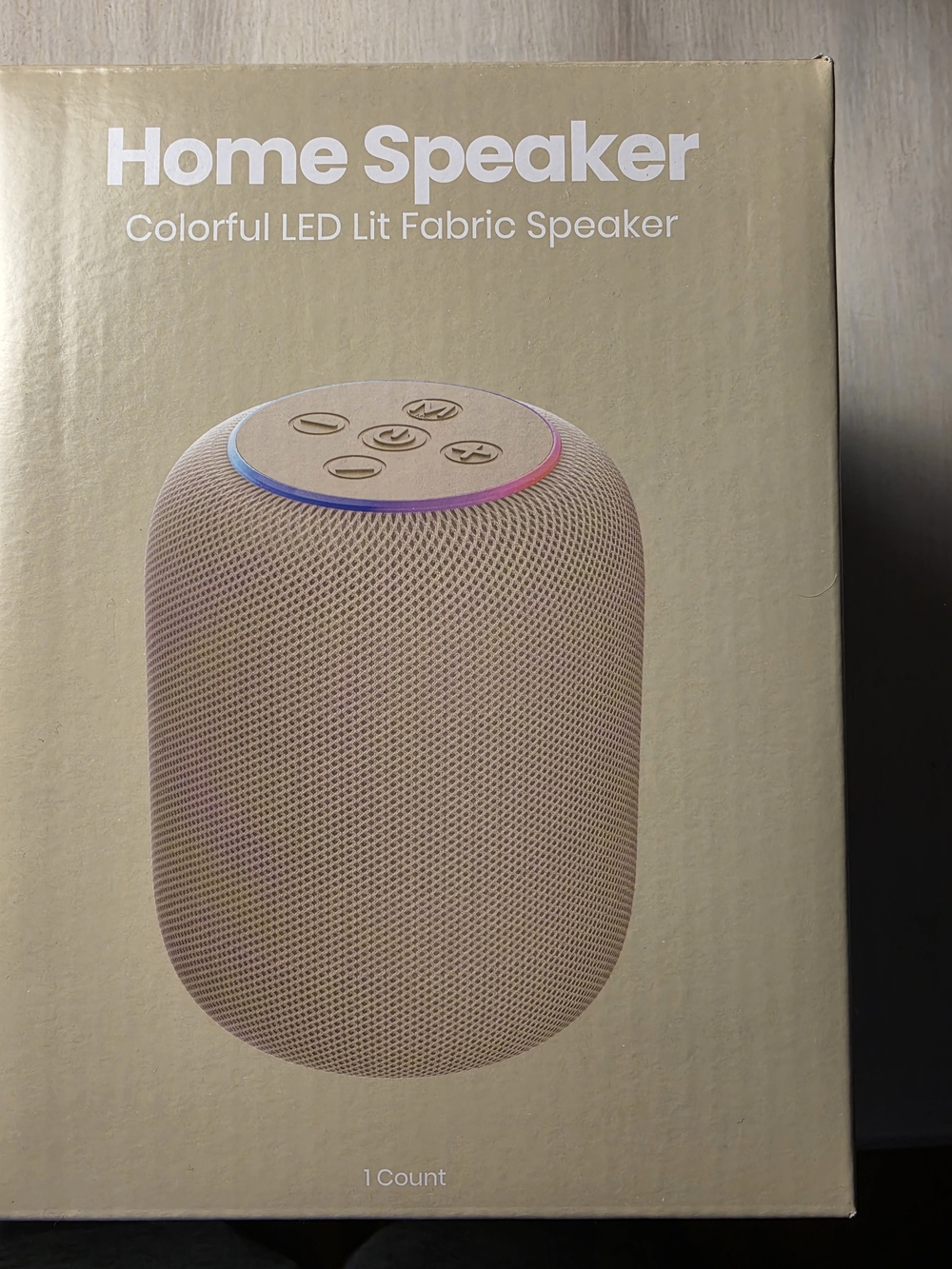 Home Speaker Colorful LED Lit Fabric Speaker - Beige